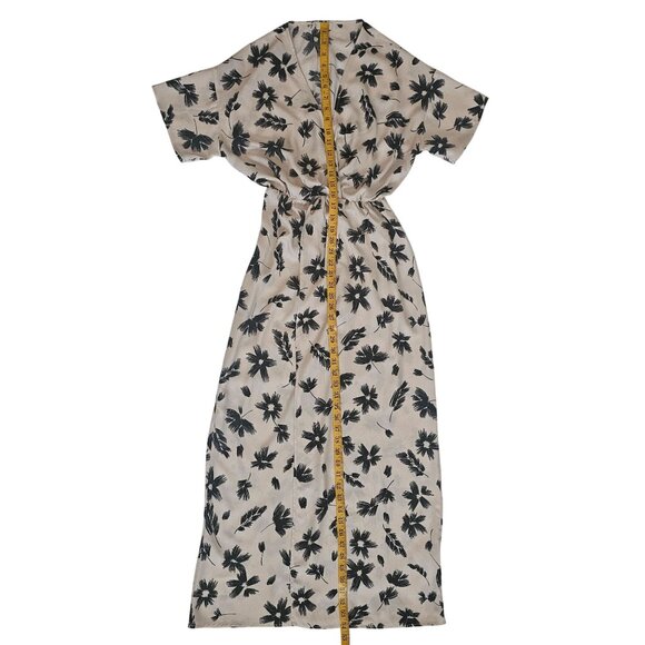 n/t Women's Beige & Black Floral Elastic Waist V-Neckline Maxi Dress Size Small - Picture 13 of 13